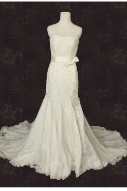 Trumpet/Mermaid Strapless Lace Bridal Wedding Dresses WD010564