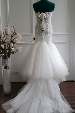 Trumpet/Mermaid Sweetheart Beaded Lace Bridal Wedding Dresses WD010569