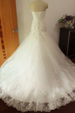 Trumpet/Mermaid Strapless Lace Bridal Wedding Dresses WD010572