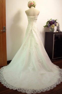 A-line Strapless Lace Bridal Wedding Dresses WD010573