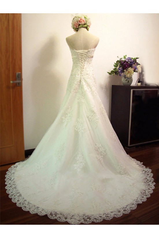 A-line Strapless Lace Bridal Wedding Dresses WD010573