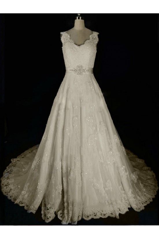 A-line Beaded Lace Bridal Wedding Dresses WD010581 A-line Beaded Lace Bridal Wedding Dresses WD010581