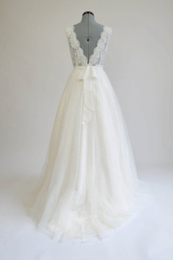 A-line Chiffon and Lace Bridal Wedding Dresses WD010582