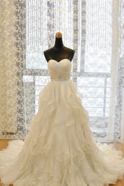 A-line Sweetheart Beaded Lace Bridal Wedding Dresses WD010584