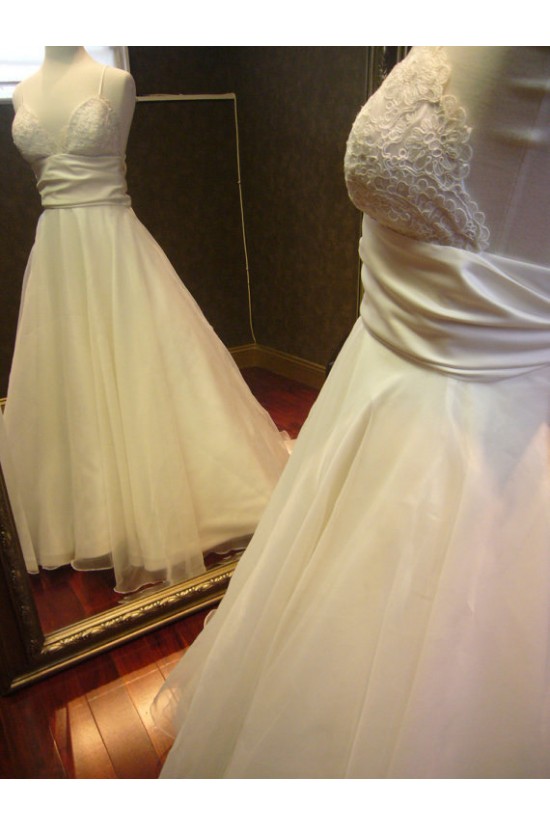 A-line Spaghetti Strap Lace Bridal Wedding Dresses WD010590