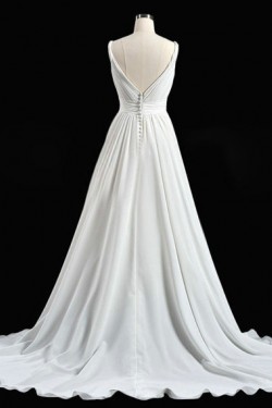 A-line V-neck Beaded Bridal Wedding Dresses WD010592