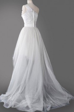 High Low One Shoulder Bridal Wedding Dresses WD010593