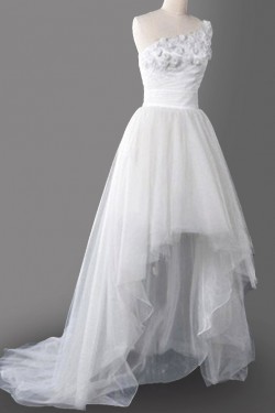 High Low One Shoulder Bridal Wedding Dresses WD010593