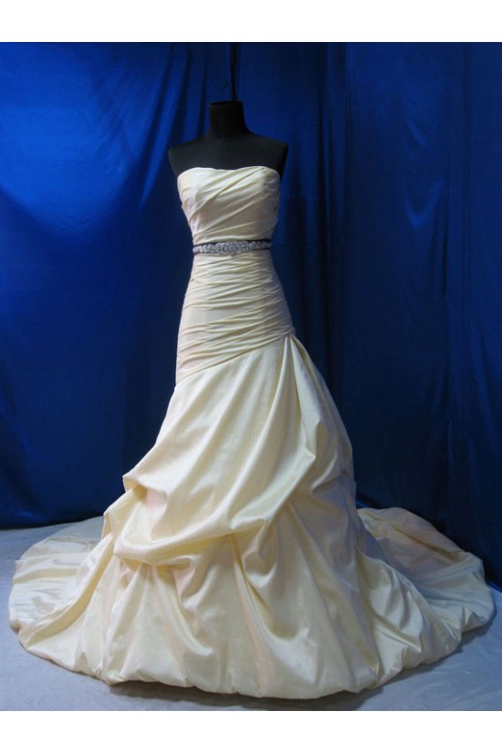 A-line Strapless Beade Bridal Wedding Dresses WD010599