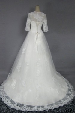 A-line Half Sleeves Lace Bridal Wedding Dresses WD010602