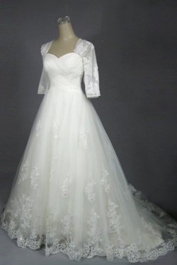 A-line Half Sleeves Lace Bridal Wedding Dresses WD010602