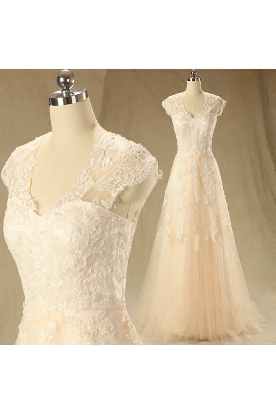 A-line V-neck Lace Bridal Wedding Dresses WD010605 A-line V-neck Lace Bridal Wedding Dresses WD010605