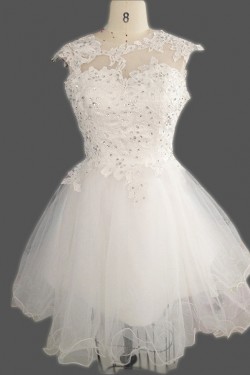Short/Mini Beaded Lace Bridal Wedding Dresses WD010606