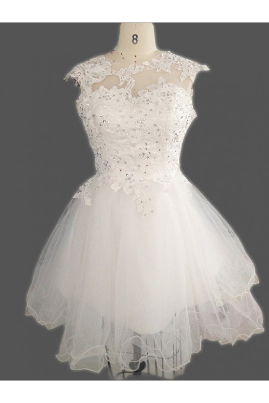 Short/Mini Beaded Lace Bridal Wedding Dresses WD010606