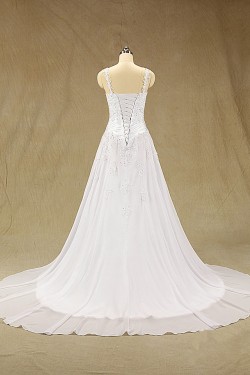 A-line Straps Lace and Chiffon Bridal Wedding Dresses WD010610