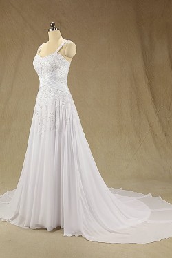 A-line Straps Lace and Chiffon Bridal Wedding Dresses WD010610