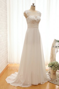 A-line Lace and Chiffon Bridal Wedding Dresses WD010612