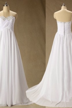A-line Sweetheart Beaded Chiffon Bridal Wedding Dresses WD010613