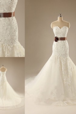 Trumpet/Mermaid Sweetheart Lace Bridal Wedding Dresses WD010619