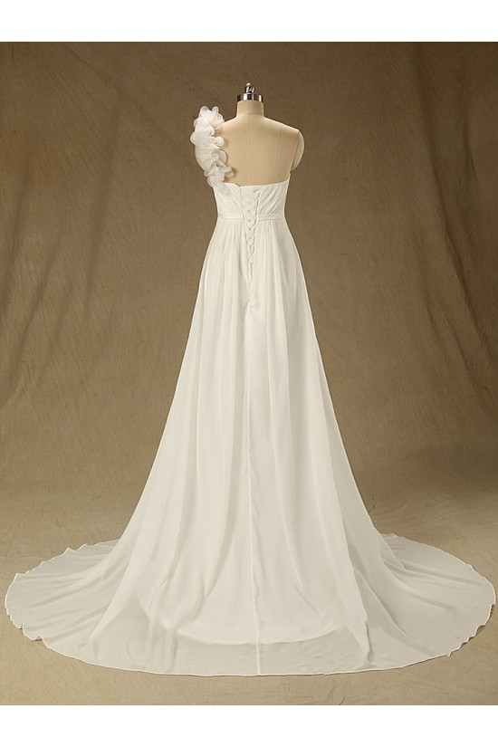 A-line One Shoulder Chiffon Bridal Wedding Dresses WD010622