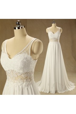 A-line Straps Lace and Chiffon Bridal Wedding Dresses WD010623