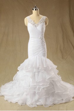 Trumpet/Mermaid V-neck Lace Bridal Wedding Dresses WD010624