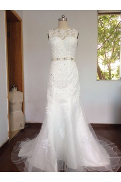 Trumpet/Mermaid Beaded Lace Bridal Wedding Dresses WD010627