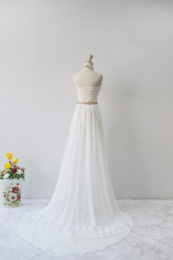 A-line Halter Beaded Lace and Chiffon Bridal Wedding Dresses WD010628