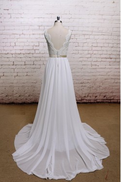 A-line Straps Lace and Chiffon Bridal Wedding Dresses WD010632