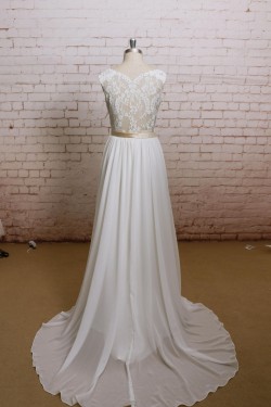 A-line Straps Lace and Chiffon Bridal Wedding Dresses WD010633