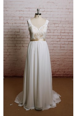A-line Straps Lace and Chiffon Bridal Wedding Dresses WD010633