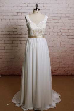 A-line Straps Lace and Chiffon Bridal Wedding Dresses WD010633