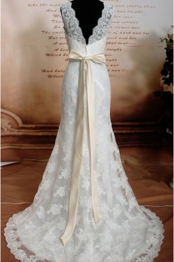 Trumpet/Mermaid V-neck Lace Bridal Wedding Dresses WD010637