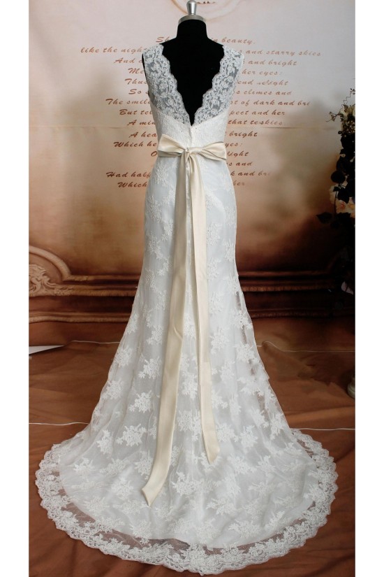 Trumpet/Mermaid V-neck Lace Bridal Wedding Dresses WD010637