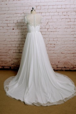 A-line Lace Cap Sleeves Bridal Wedding Dresses WD010648