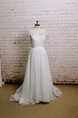 A-line Lace Cap Sleeves Bridal Wedding Dresses WD010648
