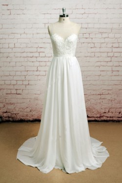A-line Chiffon and Lace Bridal Wedding Dresses WD010650