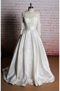 A-line Long Sleeves Lace Bridal Wedding Dresses WD010652