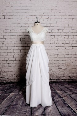 Sheath/Column V-neck Lace Bridal Wedding Dresses WD010657