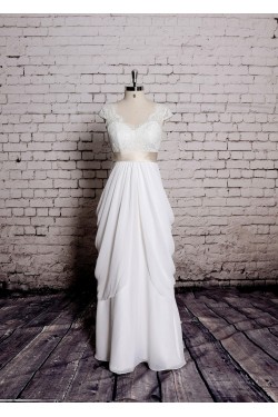 Sheath/Column V-neck Lace Bridal Wedding Dresses WD010657