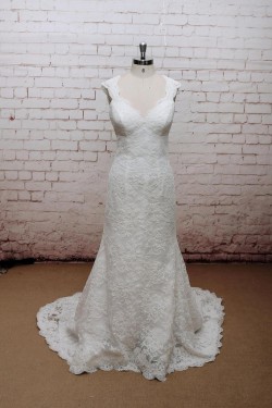 Trumpet/Mermaid V-neck Lace Bridal Wedding Dresses WD010659