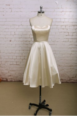 A-line Sweetheart Short Satin Bridal Wedding Dresses WD010663