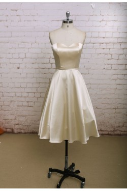 A-line Sweetheart Short Satin Bridal Wedding Dresses WD010663