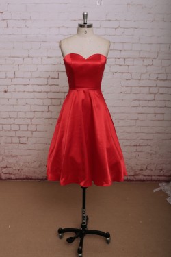 A-line Sweetheart Short Satin Bridal Wedding Dresses WD010664