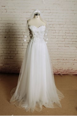 A-line Sweetheart Lace and Tulle Bridal Wedding Dresses WD010666