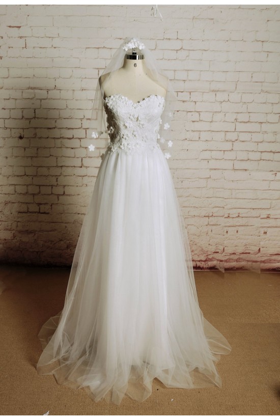 A-line Sweetheart Lace and Tulle Bridal Wedding Dresses WD010666