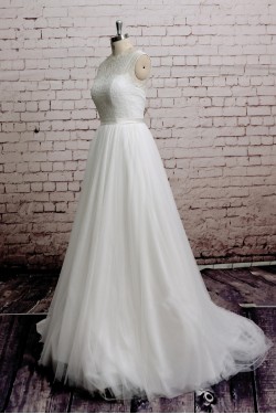 A-line Lace and Tulle Bridal Wedding Dresses WD010672