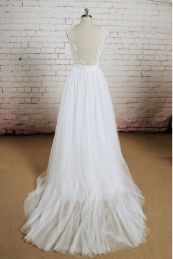 A-line V-neck Lace Bridal Wedding Dresses WD010674