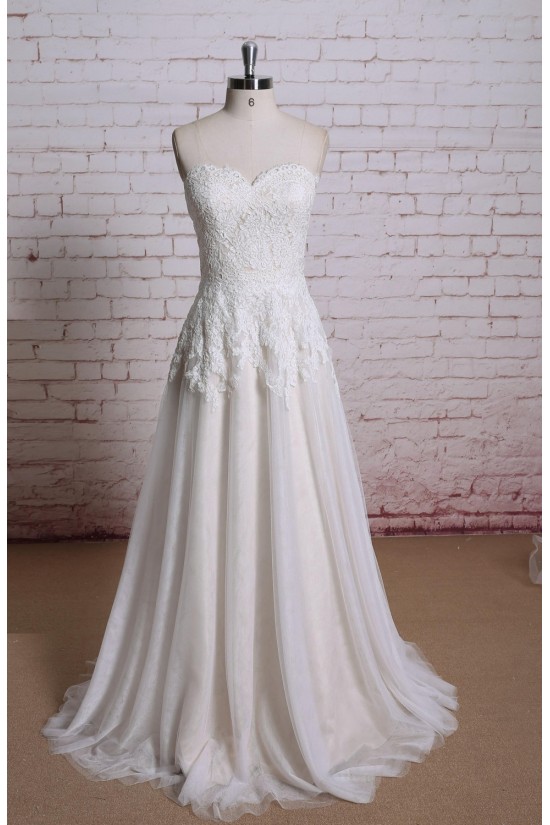 A-line Sweetheart Lace Bridal Wedding Dresses WD010675