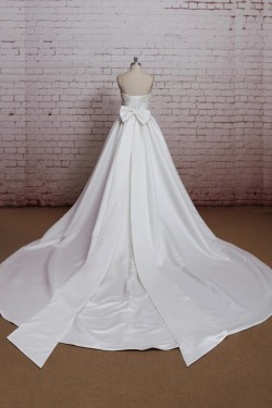 A-line Strapless Lace and Satin Bowknot Bridal Wedding Dresses WD010677